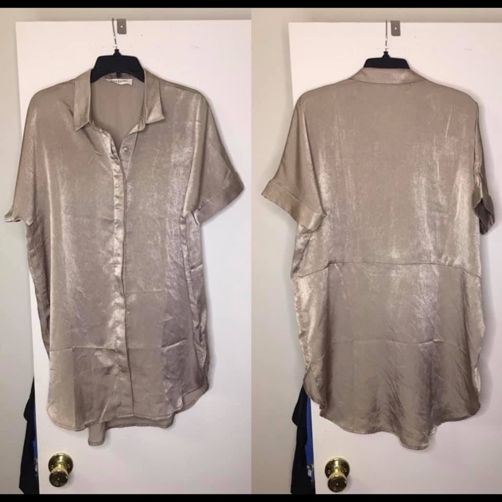 Champagne/Taupe satin looking tunic.